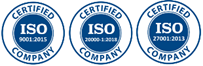 ISO 9001:2015, 20000-1:2018 and 27001:2013 certified
